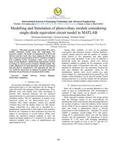 Modelling and Simulation of photovoltaic module