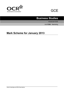 Mark scheme - Unit F293 - Marketing - January