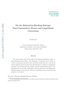 On the Bekenstein-Hawking Entropy, Non