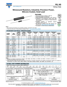 RS, NS Wirewound Resistors, Industrial, Precision Power