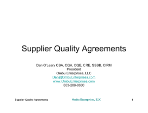 Supplier Quality Agreements ISO 9001