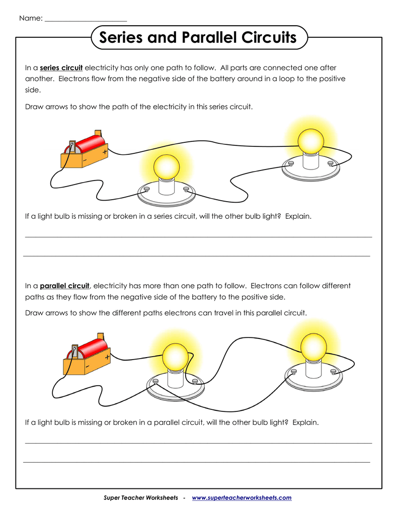 Series And Parallel Circuits Worksheets