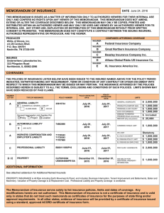 UL Memorandum of Insurance (MOI) Underwriters Laboratories Inc