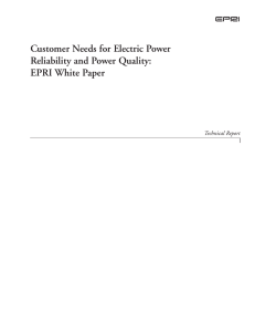 Customer Needs For Electric Power Reliability And Power Quality