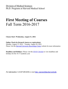 First Meeting of Courses Fall Term 2016-2017