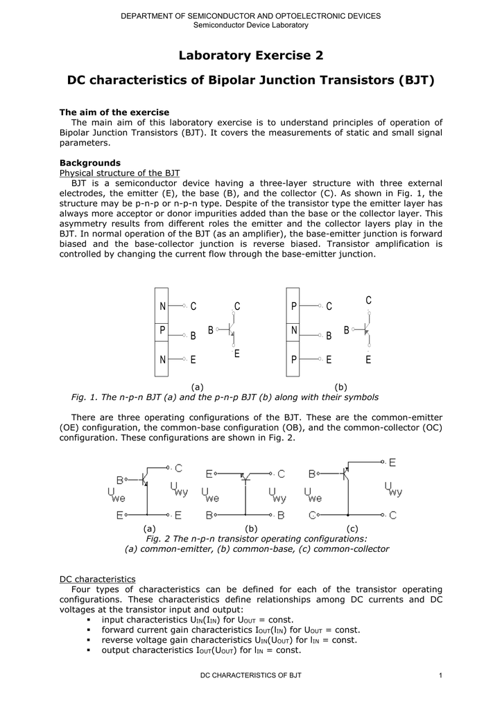 Laboratory Exercise 2 Dc Characteristics Of Bipolar Junction
