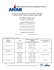 ISO/IEC 17025 Scope - Fox Valley Metrology