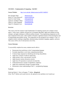 CSE 20211 – Fundamentals of Computing – Fall 2013 Course