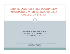 driven concrete pile foundation monitoring with embedded data