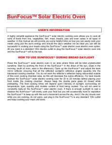 SunFocus Solar Electric Oven Instruction Manual