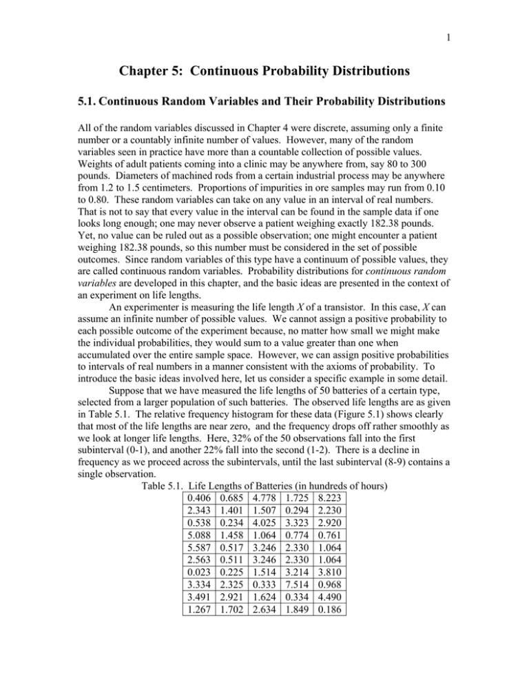 Chapter 5 Continuous Probability Distributions