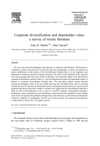 Corporate diversification and shareholder value: a survey of recent