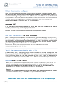 Noise in construction - identification, assessment and control