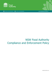 NSW Food Authority Compliance and Enforcement Policy