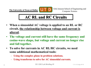 Lab Briefing #5, AC RLC Circuits - The University of Texas at Dallas