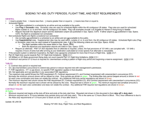 boeing 747-400: duty, flight time, and rest regulations