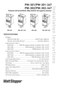 PW-301 and PW-302 Installation Instructions