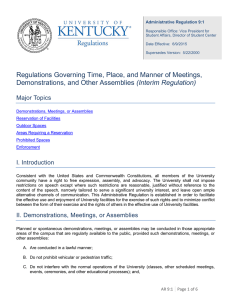 Regulations Governing Time, Place, and Manner of Meetings