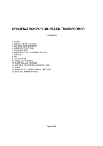 SPECIFICATION FOR OIL FILLED TRANSFORMER