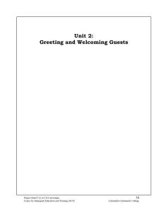 Unit 2: Greeting and Welcoming Guests