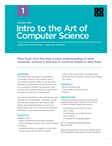 Intro to the Art of Computer Science
