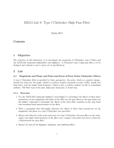 EE213 Lab 9: Type I Chebyshev High Pass Filter