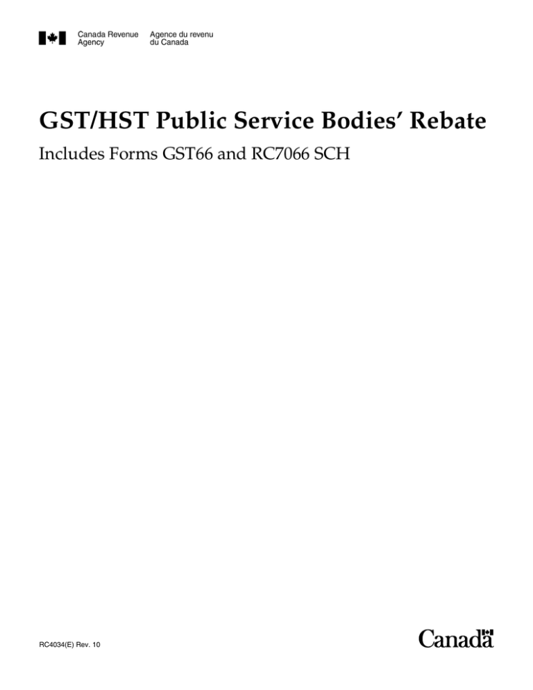 Provincial Schedule Gst Hst Public Service Bodies Rebate Form