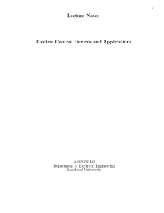 Lecture Notes Electric Control Devices and Applications