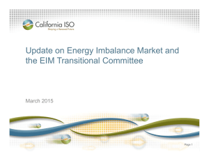 Update on Energy Imbalance Market and the EIM