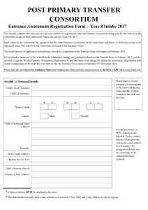 PPTC Entrance Assessment Registration Form