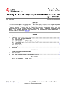 Utilizing the DRV10 Frequency Generator for Closed Loop Speed