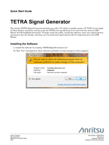 Tetra Signal Generator Quick Start Guide
