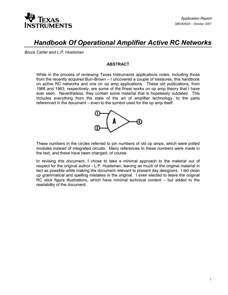 Handbook Of Operational Amplifier Active RC