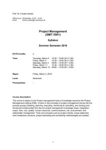 Project Management (GMT 5501)