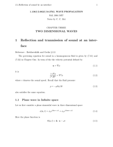 1 Reflection and tranmission of sound at an inter- face