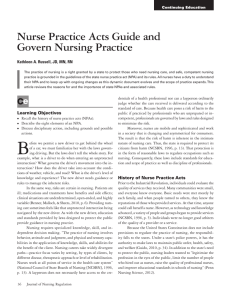 Nurse Practice Acts Guide and Govern Nursing Practice