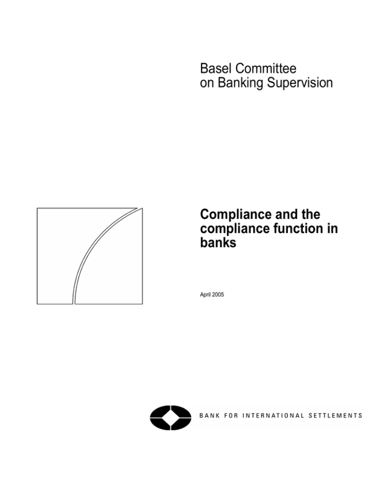 Compliance And The Compliance Function In Banks