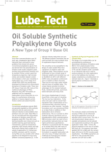 Oil Soluble Synthetic Polyalkylene Glycols: A New Type of Group V