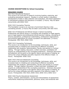 Page 1 of 4 COURSE DESCRIPTIONS for School Counseling