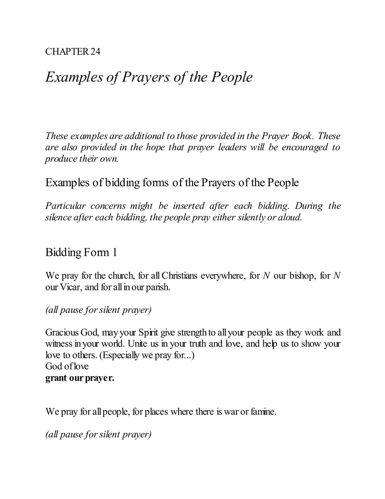 Examples Of Prayers To God