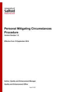Personal Mitigating Circumstances Procedure