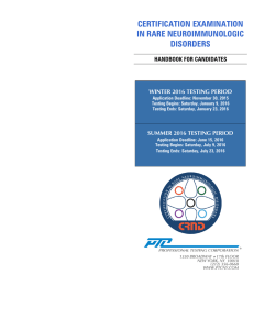 Certification Examination in Rare Neuroimmunologic Disorders