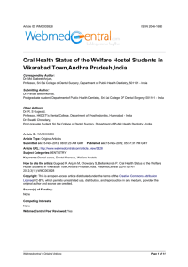 Oral Health Status of the Welfare Hostel Students in Vikarabad Town