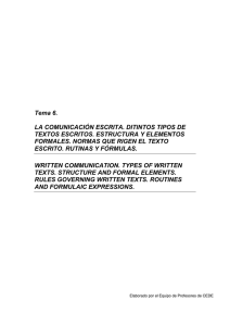 Tema 6. LA COMUNICACIÓN ESCRITA. DITINTOS TIPOS