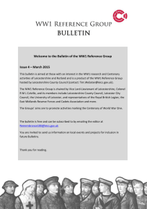 Welcome to the Bulletin of the WW1 Reference Group Issue 4