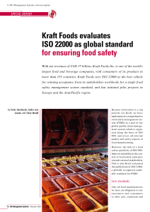 Kraft Foods evaluates ISO 22000 as global standard for ensuring