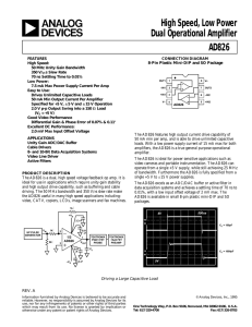 High Speed, Low Power Dual Operational Amplifier AD826