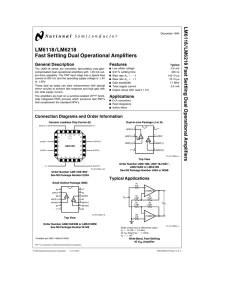 LM6118/LM6218 Fast Settling Dual Operational Amplifiers