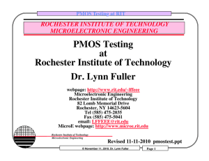 PMOS Testing at Rochester Institute of Technology Dr. Lynn