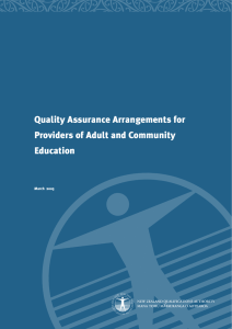Quality Assurance Arrangements for Providers of Adult and